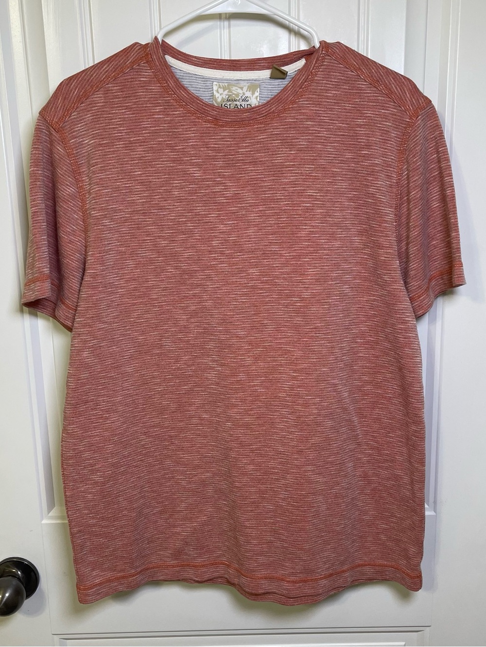 Tasso Elba Men's Size M Sun Protect UPF Short Sleeve Tee Heathered Coral Red